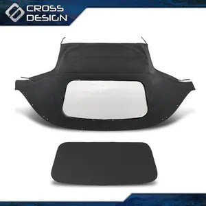CROSSDESIGN Fit For Mazda Miata 1990-2005 Black Convertible Soft Top w/ Plastic Window