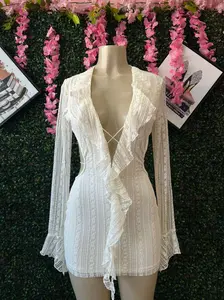 Angelic White Lace Ruffle Mini Dress