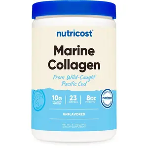 Nutricost Marine Collagen Powder - Wild-Caught Fish, Unflavored, 8 oz, 28 Servings - Fitness Dietary Supplement