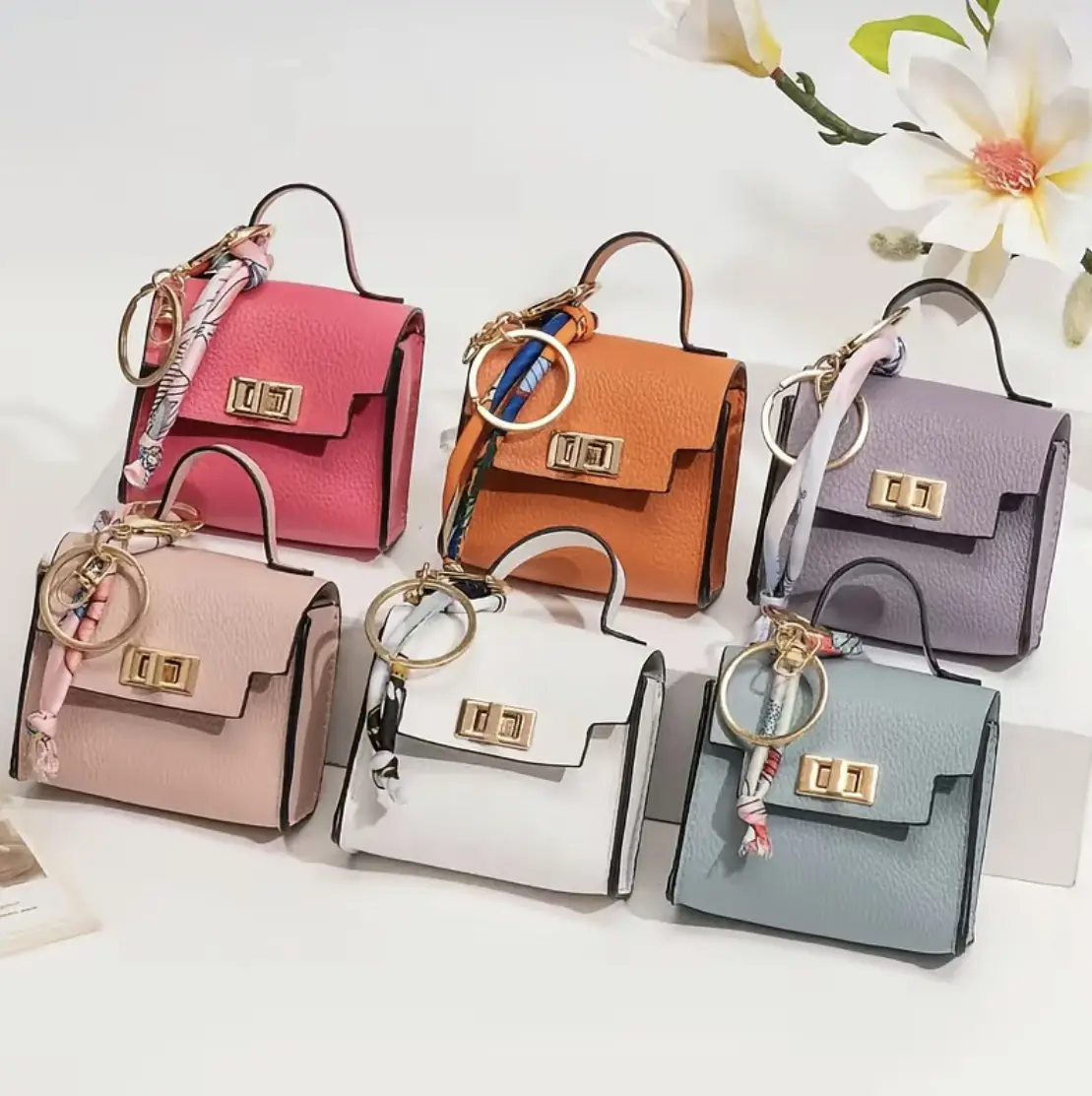 Mini Platinum Bag Square Decoration Cute Creative Car Key Decoration Earphone Bag Mouth Red Envelope  Colorful tiktokshopspringglowup Key Accessories Keychains