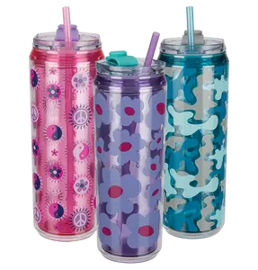 COOL GEAR 3-Pack 22 oz Modern Tumbler with Reusable Straw | Dishwasher Safe, Cup Holder Friendly, Spillproof, Double-Wall Insulated | Printed Pack