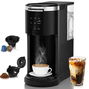 Electactic Coffee Machine K-Cup Pods & Ground Coffee Maker, Latte and Cappuccino Maker, 5 Brew Sizes Up To 14 Oz, with 40oz Removable Water Tank, Self-cleaning Function, Black