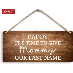 Ring Bearer Sign, Daddy It’s Time to Give Mommy Our Last Name Wedding Hanging Wooden Signs   Last Name Signs for Wedding, WeddingSignage, Rustic Decors 3.93x7.87 inch  ﻿ ﻿