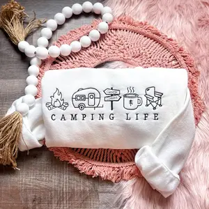 Camping Life Embroidered Sweatshirt, Cozy Campfire Crewneck Sweatshirt, Outdoor Adventure Sweatshirt, Nature Lover Gift for Campers