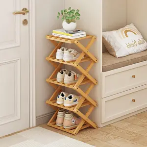 Vertical Shoe Rack Small Shoe Racks 5-Folding Shoe Rack No Installation Shoes Organizer Shelf Standing Shoe Rack for Entryway Hallway Corridor Room Corner