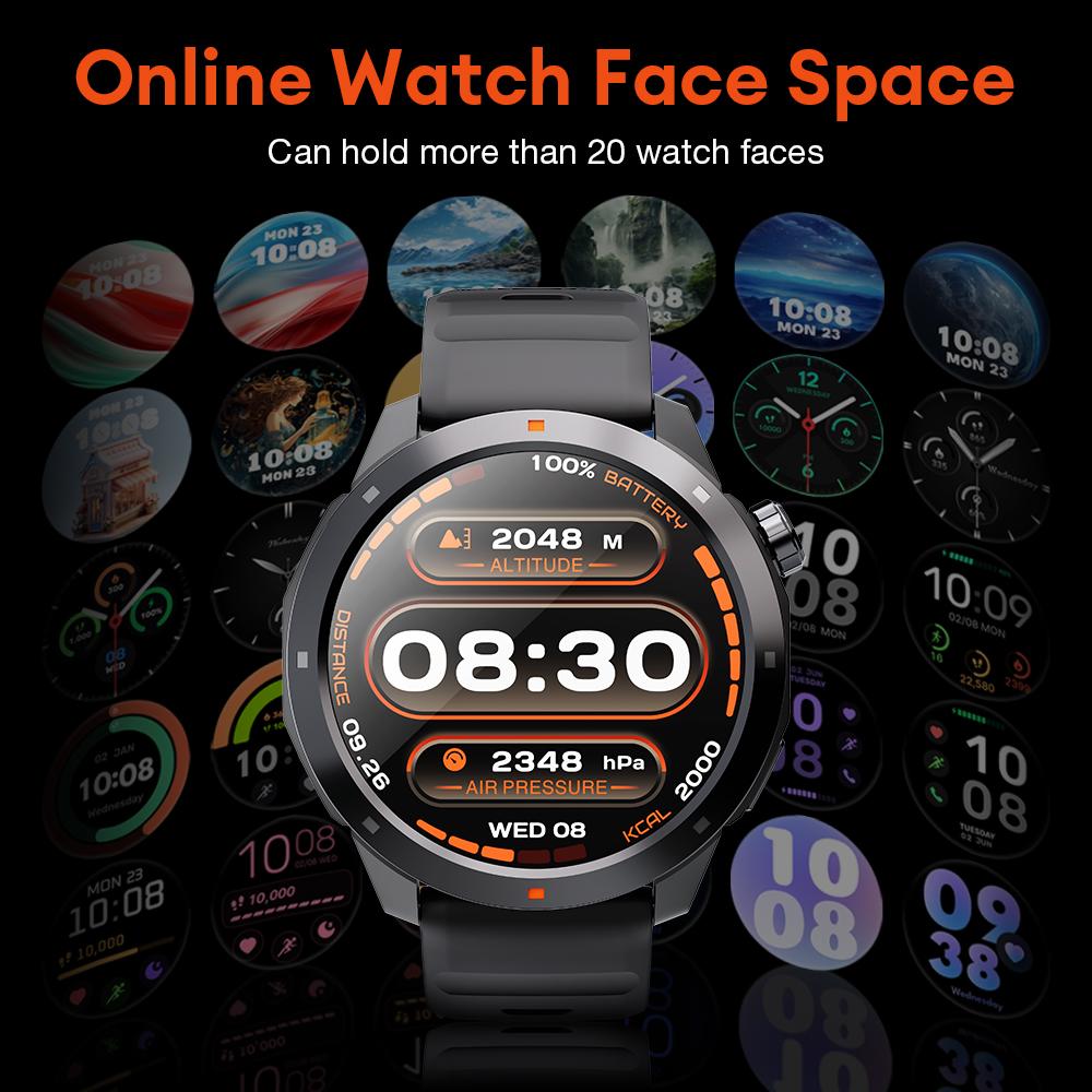 【BUILT-IN GPS】Aolon Navi R3 Ultra Men’s Smart Watch for outdoor use, with 1.43" AMOLED display, stainless steel bezel, Bluetooth calling, 60 sports modes, Motion L4 algorithm, 24/7 health tracking, IP68 waterproof, Android & iOS compatible.