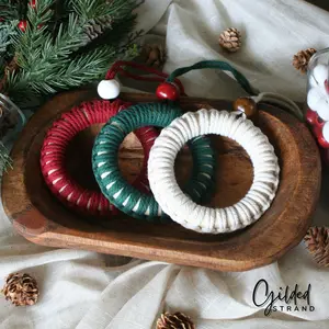 Macramé Christmas Wreath Ornament | Colorful, Festive, Handmade - Great for Gifts - Perfect Addition to Holiday Decor!