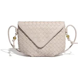 Small size woven luxury women's satchel, mini clamshell portable adjustable -reducing travel daily  bag