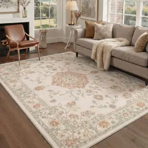 【Summervibes】GENIMO Area Rug – Pet Friendly, Soft, Machine Washable, Non-Slip Area Rug, Perfect Carpet for Living Room, Bedroom, Kitchen, Hallway, Modern Stylish Home Decor ,ARP2081-OCHRE BLOOM