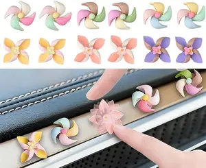Mini Rotating Windmills – Cute Playful Car Dashboard Ornaments, Small Pinwheel Set of 12 for Interior Mirrors, Center Console, Fairy Garden & Home Decor, Lightweight Fun Decorative Accessory for Desk, Kids’ Room, Party