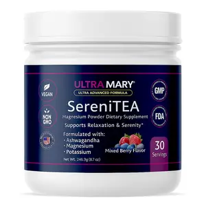 VIRAL SereniTea Magnesium Powder with Ashwagandha & Potassium – Natural Calm Magnesium Powder for Sleep & Anxiety Mixed Berry Flavor Recess Mood Drinks – 30 Servings