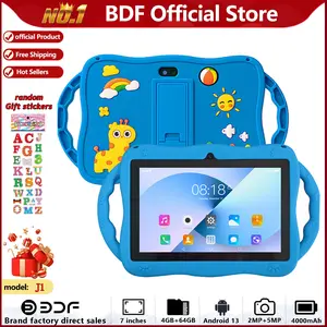 Kids Tablet, Learning Tablet, 7 Inch Android 13, 4GB RAM 64GB ROM, 1280x800 IPS Display, Parental Control, Games, 4000mah, Dual Camera, Shockproof Case, Blue/