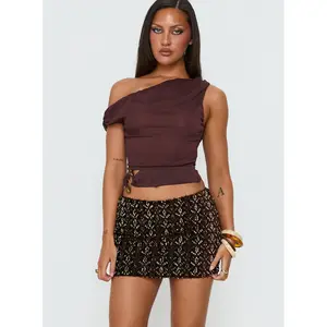 Zaraya Sequin Mini Skirt Brown