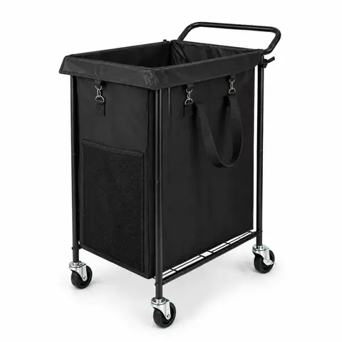 Laundry Basket with Wheels, Rolling Laundry Hamper, square Laundry Cart with Steel Frame and Removable Bag ,Organiser