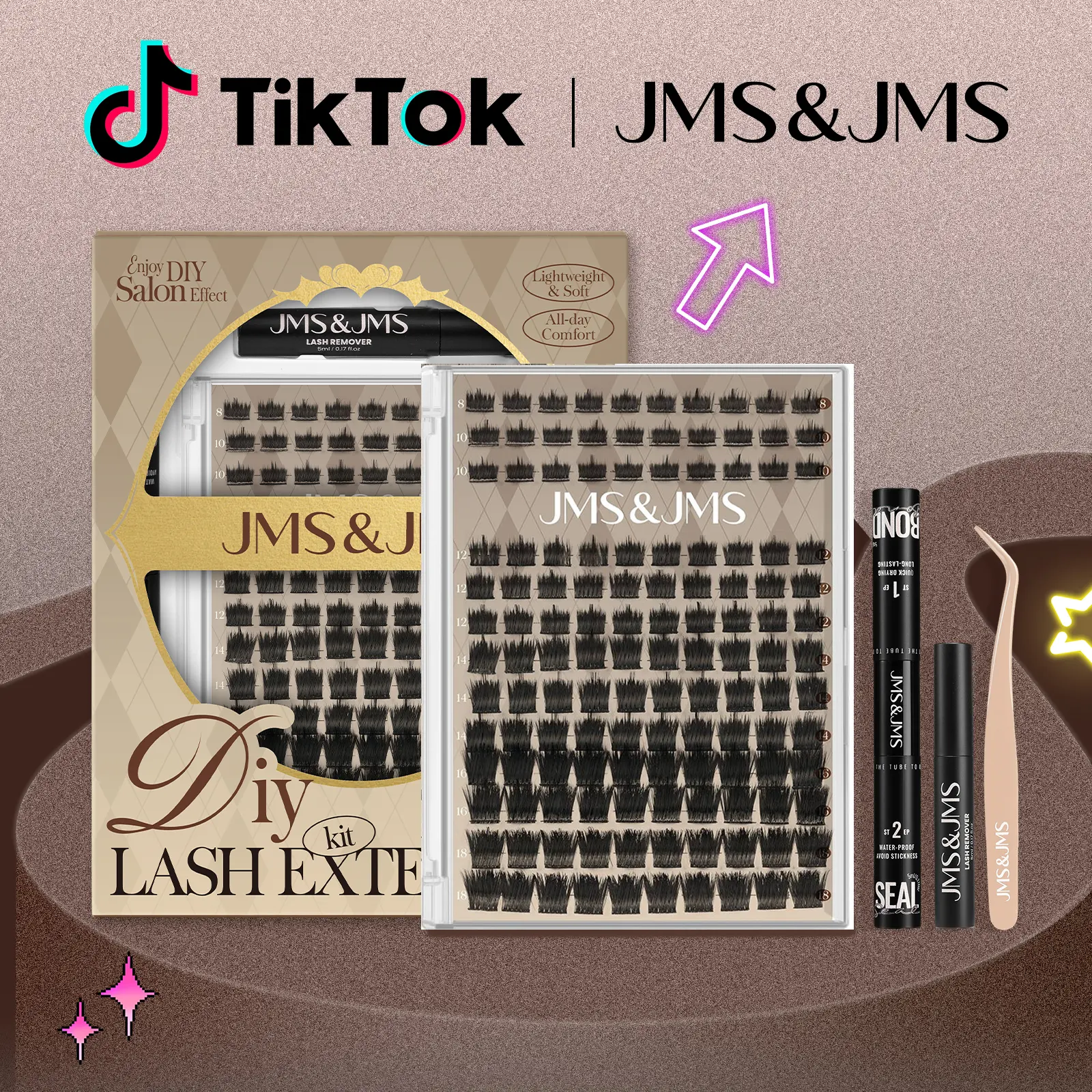 Party Queen l JMS&JMS D Curl,Mega Volumized Collection,Dramatic Soft Thick Volume Individual Clusters, DIY Eyelashes Extension,Waterproof Sleep proof, Long Lasting,Salon Full Fake Lashes, Makeup Cosmetic Stacking Vacation Lash #dealsforyoudays
