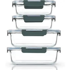 Extra Large Glass Food Storage/Baking Containers Set with Lids, 2 Pack 80 oz(10 cup)&2 Pack 36 oz (4.5 cup) Airtight Glass Container,Microwave,Oven,Freezer and Dishwasher