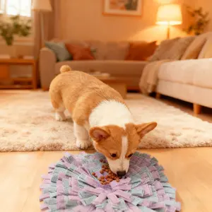 Dog Scenting Pad, Pet Slow Feeder & Foraging Training Mat, Blue Square Design, Reduces Anxiety, Boosts Intelligence, Perfect Gift for Pets