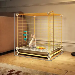 Pet Rabbit Cage with Toilet, Indoor Rabbit Hutch, Wire Mesh Pet Rabbit House with Tray, Small Animal Cage, Empty Cage for Home Use