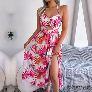 Eloise - White Floral Cutout Halter Dress