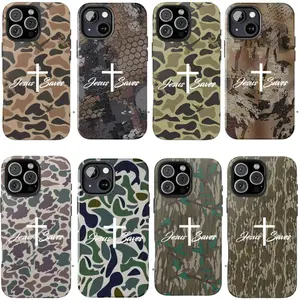 Jesus Saves Old School Duck Hunting Camo Phone Case, Pattern Bottomland, Bass Fishing, Waterfowl Camo Aesthetic For iPhone 17 16 15 14 13 12 11 X 8, Hunting Gifts, Unique Accessories