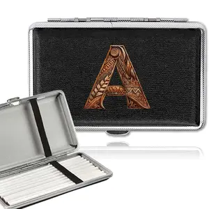 PU Leather Cigarette Case - Traditional, Waterproof & Pocket-Sized | Durable Cig Storage Box for Daily Carry | 26 Letters & Wooden Texture Pattern Options | Ideal Gifts for Halloween & Christmas
