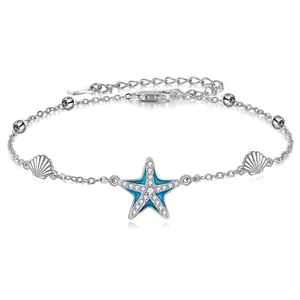 Starfish Bracelet for Women Sterling Silver Starfish Jewelry Ocean Bracelet Beach Bracelet Summer Gifts for Women