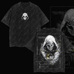 Superstyle Moon Knight Marc Spector MCU Comic Double Printed Oversize Lightweight Acid Washed Tee TV Series Graphic Top Cotton Streetwear T-Shirt PTA 9AO