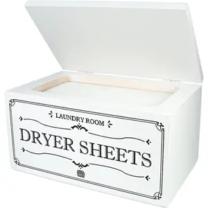 1PC Farmhouse Dryer Sheet Dispenser/Holder Box with hinged Lid - Rustic Farmhouse Laundry Room Organizer - Fabric Softener Dispenser - Storage Container