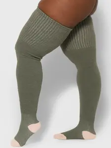 Thunda Thighs - Cozy - Boucle-Inspired Fuzzy Plus Size Thigh High Socks - Women's Lightweight Acrylic Stretch