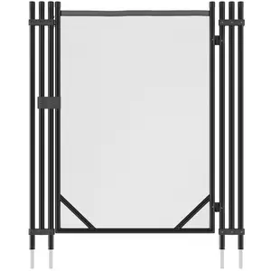 YITAHOME Pool Fence Gate, 4 x 3.2Ft Pool Safety Fence Gate Kit with Steel Aluminum Pipe Frame for Above Ground Pools, Black