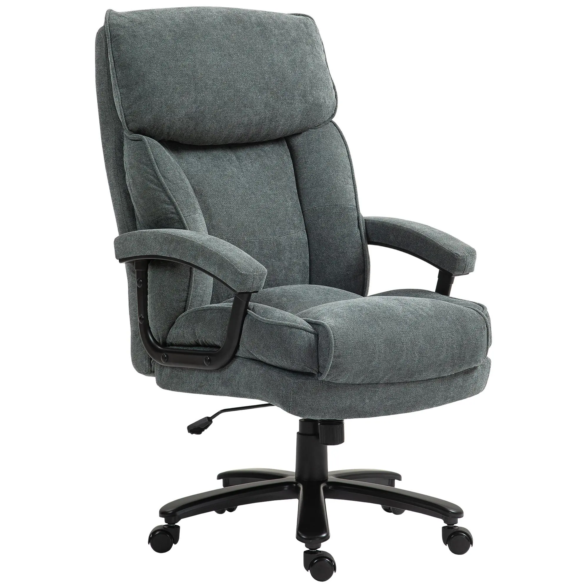 HOMCOM Big and Tall Ergonomic Swivel Home Office Chair, 450 lbs Capacity, Overstuffed High Back Adjustable Seat Height Roller-Mounted Wheel-Based Desk Chair for Heavy People, Gray