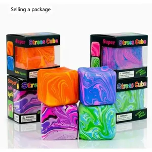 Stress Relief Squishy Cube Toy, Kids Anxiety Reliever, Ice-Cool Soft Candy Block, Sensory Toy for Autism Children, Classroom Prizes