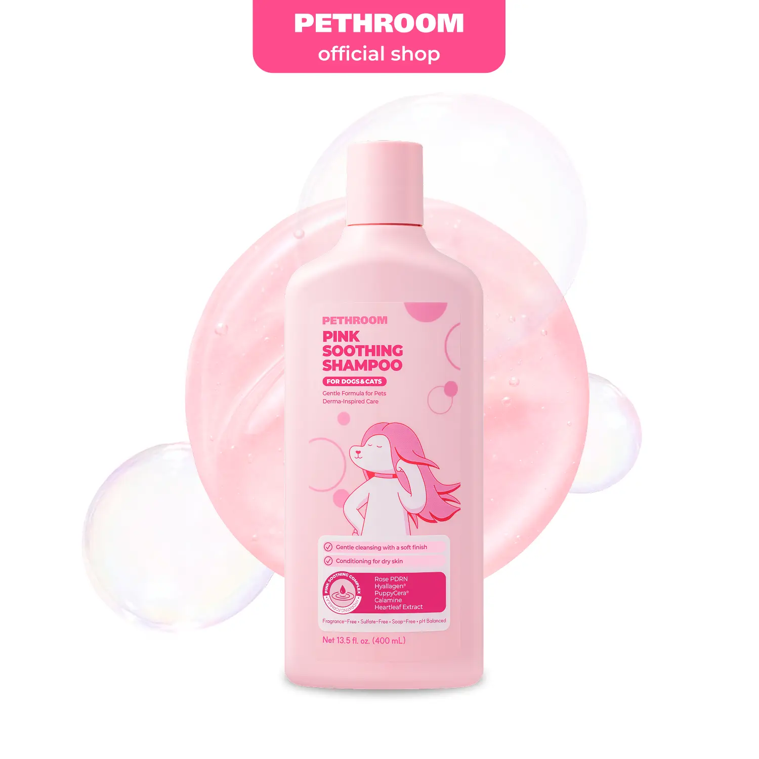 PETHROOM Pink Soothing Shampoo for Dogs and Cats PETHROOM Pink Soothing Shampoo for Dogs and Cats