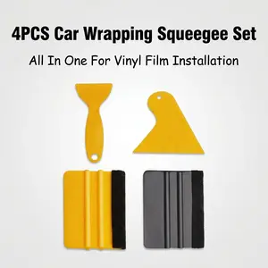 4-Piece Car Wrapping Squeegee Set | All-In-One Vinyl Film Installation Kit | Includes Felt Edge Squeegee, Triangle Scraper, Handle Scraper, Hard Squeegee | Perfect For Auto Tinting & Wrapping | Won’t Scratch Film Or Glass | Easy To Use For DIYers