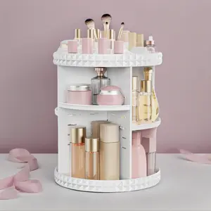 360° Rotating Makeup Organizer with Adjustable Layers, Clear Skincare & Cosmetic Storage Carousel for Vanity or Bathroom, Jewelry Holder for Brushes, Lipsticks & Earrings, Gift for Women & Girls Mother's Day