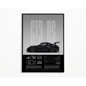 Ctc Porsche 911 GT3 RS Poster No Frame | Physical Print | Hyper Car Poster | Super Car Print | Art Print | Home Decor | Wall Decor