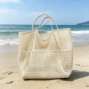 Oversized Mesh Tote for Beach and Pool, Handheld or Shoulder Shower Bag with Large Capacity, Water-Friendly Storage for Swimsuit, Towel and Cosmetics, Multifunctional Travel Beach Carryall