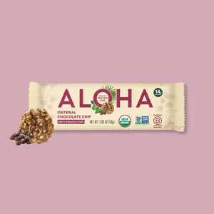 ALOHA Oatmeal Chocolate Chip Protein Bar | 12 Bars | 14g Plant Protein, 4g Sugar | Certified USDA Organic, Vegan, Gluten-Free | Soft Oats + Chocolate Chips Every Bite
