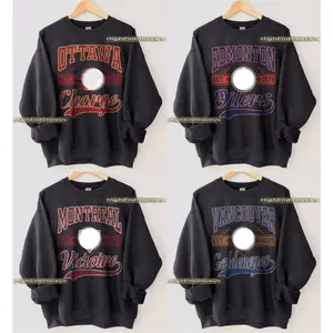 Gildan USA Vintage All Hockey Teams Crewneck Sweatshirt - Unisex Black Crewneck Sweatshirt for Sport Fans, Classic Fit, Rib Collar, Taped Neck & Shoulders, 90s Style