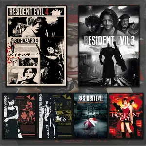 PIKPAKA R-Residents Game E-EvilS Movie Poster HD Sticky Waterproof Wall Art High Quality Print Aesthetic Home Living Bedroom Bathroom Hallway Decor Trendy Room Decoration Easy-To-Apply Gift Durable Character Art