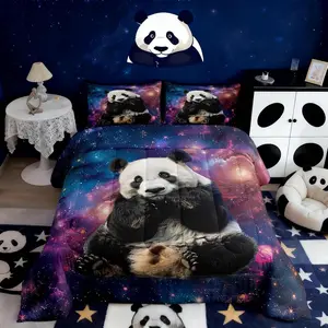 Panda Comforter Set,Boys Girls Kids Teens,Cute Panda Print Bedding Comforter,Galaxy Starry Sky Printed Quilt Set
