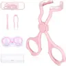 Plastic Contact Lens Applicator Tool Kit - Transparent, Ergonomic Handle, Portable Contact Lens Handler, Compact Set with Soft-Tip Sucker, Long-Nail Friendly Nail-Safe Tweezers & Case for Easy Application/Removal (Back to School)