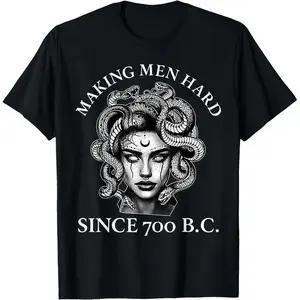Medusa Mythology Funny Graphic Tee, Y2K Retro Gothic Streetwear Unisex Ancient Myth Casual T-Shirt