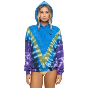 HAND DYED V RELAXED PULLOVER HOODIE - TIE DYE OCEAN // PURPLE