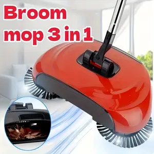 Multifunctional 3-In-1 Manual Broom and Vacuum Combo, Long Handle, Automatic Deep Cleaning System, Ideal for Hardwood Floors, Kitchen, Office, Vacuum Cleaner Mop