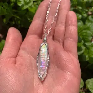 Angel Aura Quartz Necklace, Angel Quartz Point, angel quartz pendant, angel aura quartz jewelry, gift for her