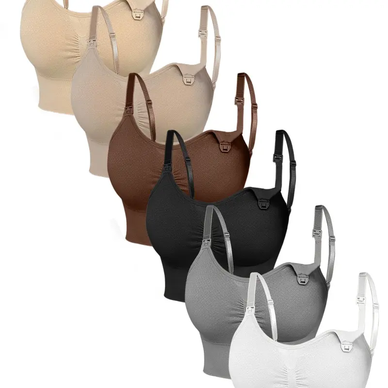 【Black Friday】Maternity Bra, Solid Color Prenatal Nursing Bra with Removable Pads, Breathable Seamless Underwear for Pregnancy & Postpartum Breastfeeding