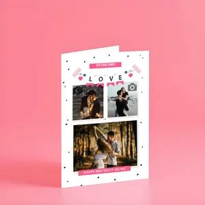 Custom Romantic Photo Collage Birthday Card for Her/Him – Personalized 5x7 Folded Greeting Card (Opens to 10x7) – Turn your love story into a beautiful keepsake and surprise them with a heartfelt gift they’ll cherish forever