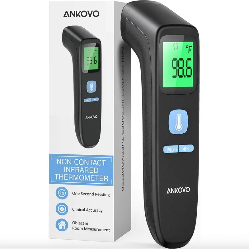 2-in-1 Digital Forehead Thermometer - Instant 1s Infrared Reading with Light Spot Positioning, Fever Alarm & Mute Mode for Baby, Kids & Adults