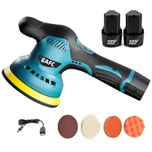 12V Cordless Car Polisher Kit with 2 Lithium Batteries, 8 Speed Control, Dual Action Buffer for Scratch Removal Waxing Auto Detailing